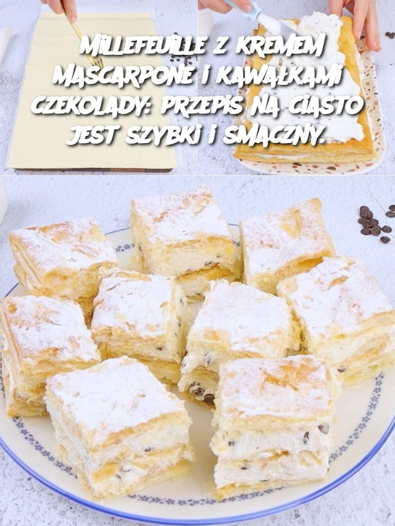 Millefeuille z kremem mascarpone i kawałkami czekolady: przepis na ciasto jest szybki i smaczny.