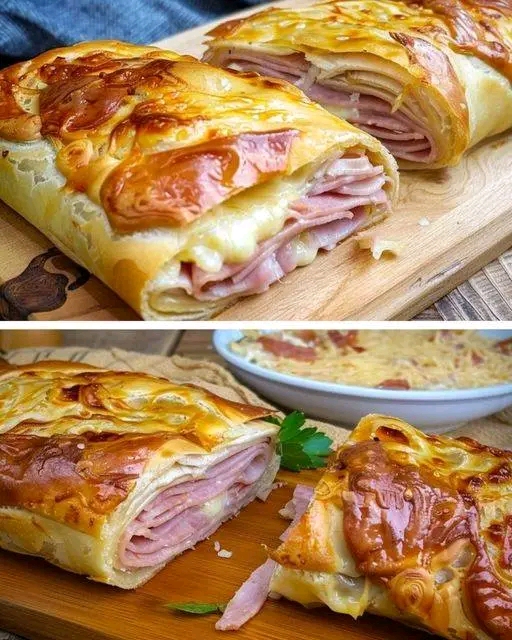 Strudel de Hojaldre con Jamón y Queso: ¡Un Delicioso Bocadito para Todos!