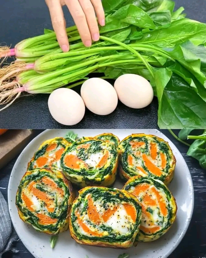 Panqueques salados de huevo, espinacas, hongos enoki y zanahoria: una opción saludable y deliciosa