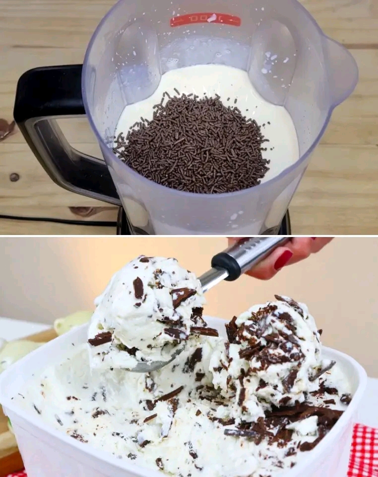 "Helado Casero de Chispas de Chocolate: Un Placer Refrescante y Cremoso"